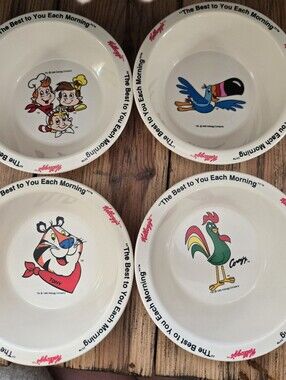 Vintage 1995 Kelloggs Cereal Bowls Set